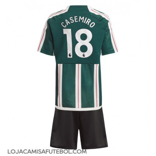 Camisa de Futebol Manchester United Casemiro #18 Equipamento Secundário Infantil 2023-24 Manga Curta (+ Calças curtas)